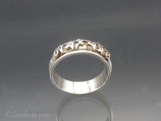 BA457. Bague Tibétaine en Argent Massif Mantra. Taille 60
