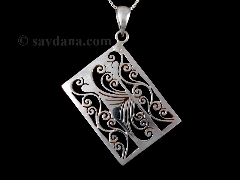 PA407 Pendentif Tibétain Argent Massif