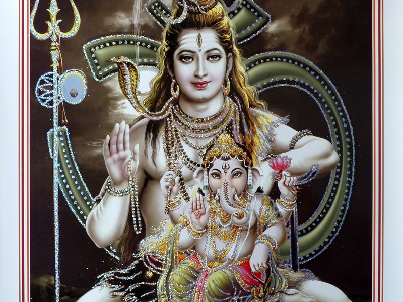 AF99 Affiche du Népal Shiva Ganesh Om