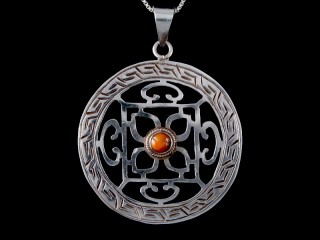 PA416 Pendentif Argent Massif Mandala Corail