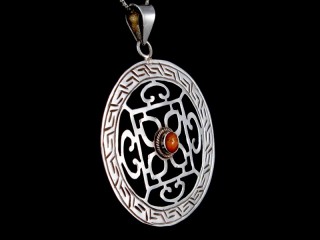 PA416 Pendentif Argent Massif Mandala Corail
