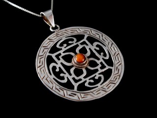 PA416 Pendentif Argent Massif Mandala Corail