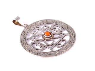 PA416 Pendentif Argent Massif Mandala Corail