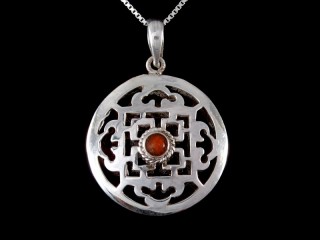 PA420 Pendentif Argent Massif Mandala Turquoise