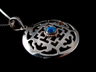 PA420 Pendentif Argent Massif Mandala Turquoise
