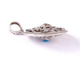 PA420 Pendentif Argent Massif Mandala Turquoise