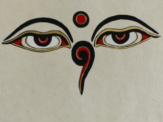 AF102 Affiche Tibétaine Papier Népalais Yeux de Bouddha