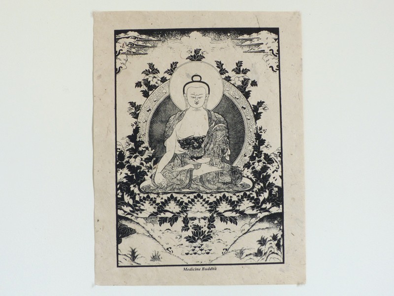 AF105 Affiche Tibétaine Papier Népalais Bouddha