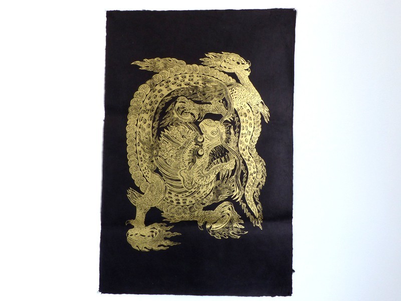 AF112 Affiche Tibétaine Papier Népalais Dragon