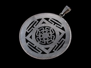 PA426 Pendentif Argent Massif Mandala Turquoise