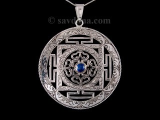 PA427 Pendentif Argent Massif Mandala Lapis Lazuli