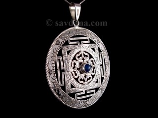 PA427 Pendentif Argent Massif Mandala Lapis Lazuli