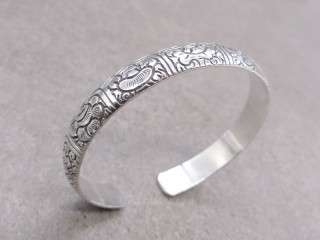 BrA115 Bracelet Tibétain Argent Massif Astamangala