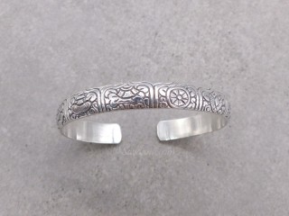 BrA115 Bracelet Tibétain Argent Massif Astamangala
