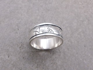 BA461 Bague Tibétaine en Argent Massif Mantra