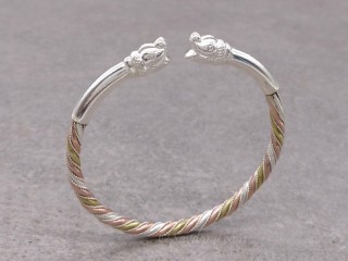 BrA119 Bracelet Tibétain Eléphant Argent Massif