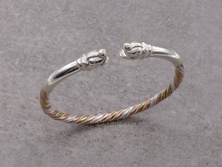 BrA119 Bracelet Tibétain Eléphant Argent Massif