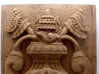 Div87 Sculpture Astamangala Signes Auspicieux Bois Exotique