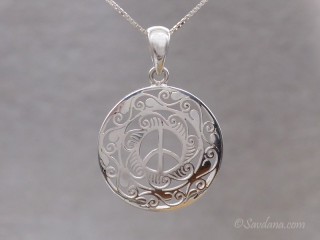 PA584 Pendentif Argent Massif Symbole de la Paix