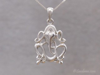 PA589 Pendentif Argent Massif Om Ganesh