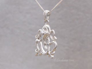 PA589 Pendentif Argent Massif Om Ganesh