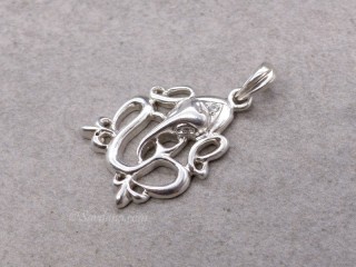 PA589 Pendentif Argent Massif Om Ganesh