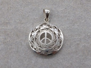 PA584 Pendentif Argent Massif Symbole de la Paix
