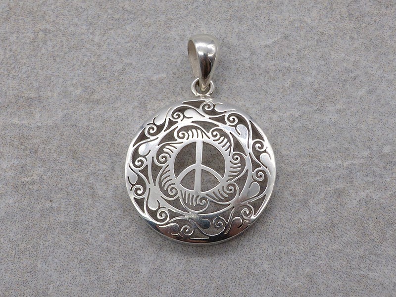 PA584 Pendentif Argent Massif Symbole de la Paix