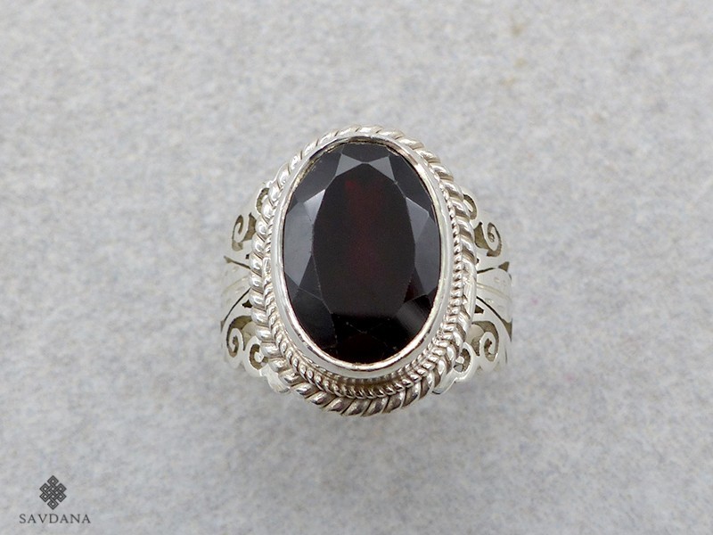 BA429 Bague Argent Massif Grenat