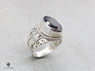 BA429 Bague Argent Massif Grenat