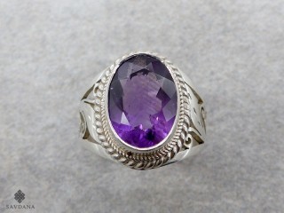 BA431 Bague Argent Massif Améthyste