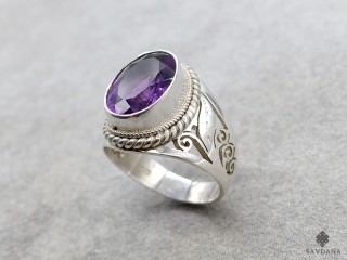 BA431 Bague Argent Massif Améthyste