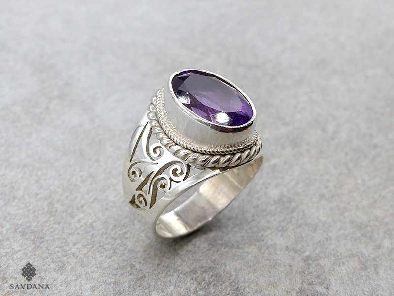 BA432 Bague Argent Massif Améthyste