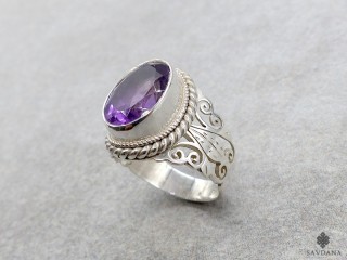 BA433 Bague Argent Massif Améthyste