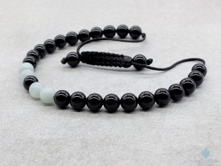BrMala355 Bracelet Mala Onyx Amazonite 21 cm