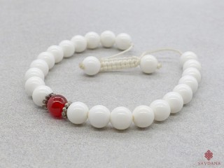 BrMala184 Bracelet Mala de Prières Tibétain Conque Cornaline
