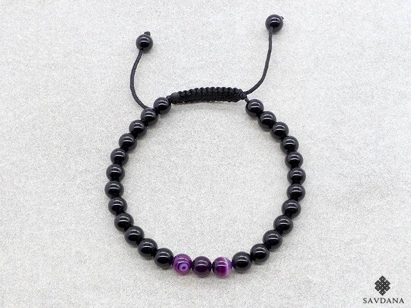 BrMala397 Bracelet Mala Onyx Agate. 21 cm