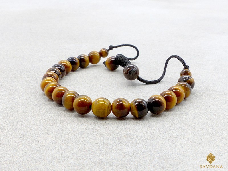 Bracelet Mala Tibétain En Oeil De Tigre – Pierre Minérale Naturelle, Pour La Méditation Ou Le Style Bohème