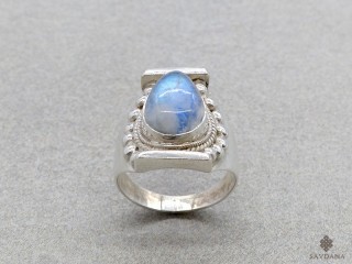 BA409 Bague Argent Massif Pierre de Lune. Taille 64