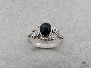 BA413 Bague Argent Massif Onyx. Taille 58