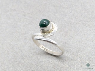 BA382 Bague Argent Massif Malachite. Taille 56