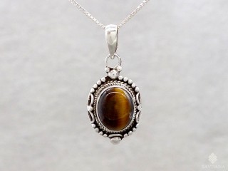 PA598 Pendentif Argent Massif Oeil de Tigre