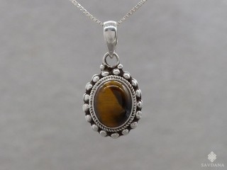 PA599 Pendentif Argent Massif Oeil de Tigre