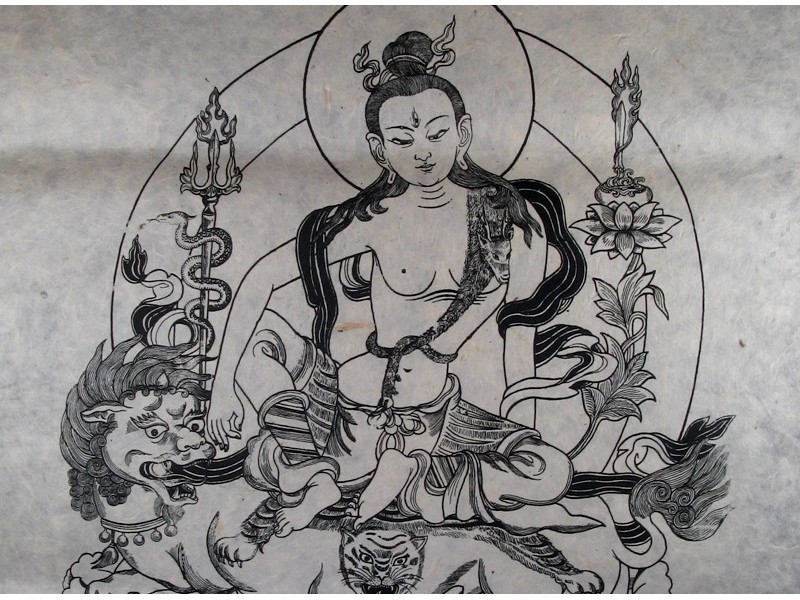 AF06 Affiche Tibétaine Papier Népalais Shiva