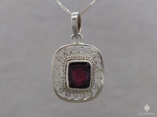 PA601 Pendentif Argent Massif Grenat