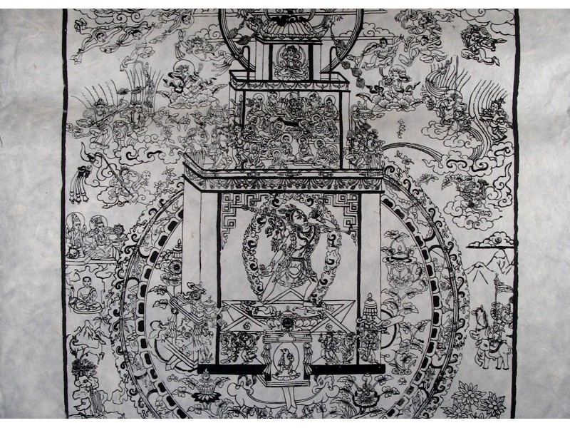 AF08 Affiche Tibétaine Papier Népalais Déités du Bouddhisme