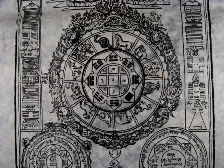 AF09 Affiche Tibétaine Papier Népalais Ecritures TIbétaines