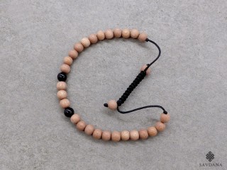 BrMala389 Bracelet Mala de Prières Tibétain Onyx Bois. 20 cm