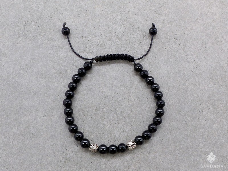 BrMala417 Bracelet Mala de Prières Tibétain Onyx