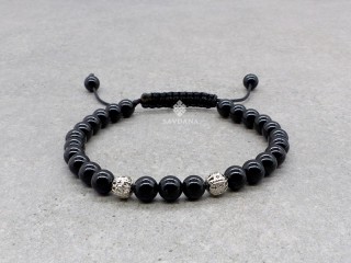 BrMala417 Bracelet Mala de Prières Tibétain Onyx